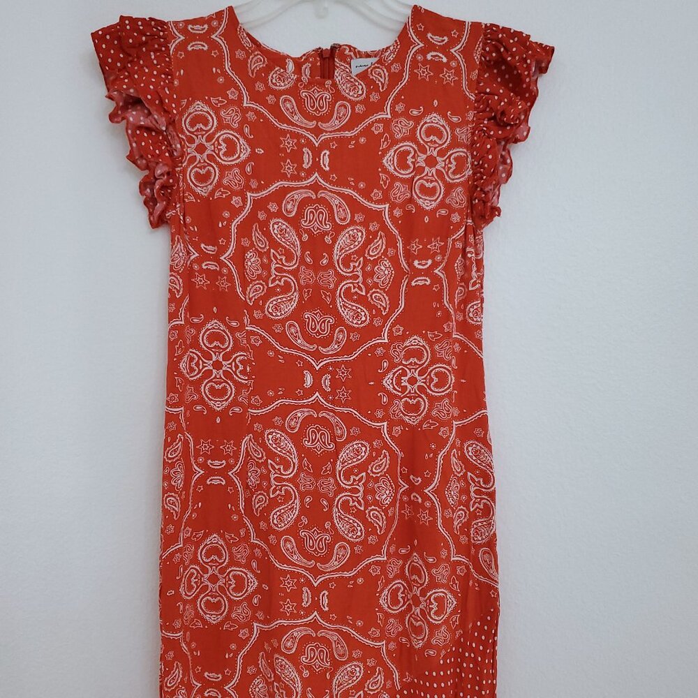 Never Fully Dressed Remi Bandana Paisley Print Red Polka Polka Midi Dress Size 2 - Picture 4 of 14